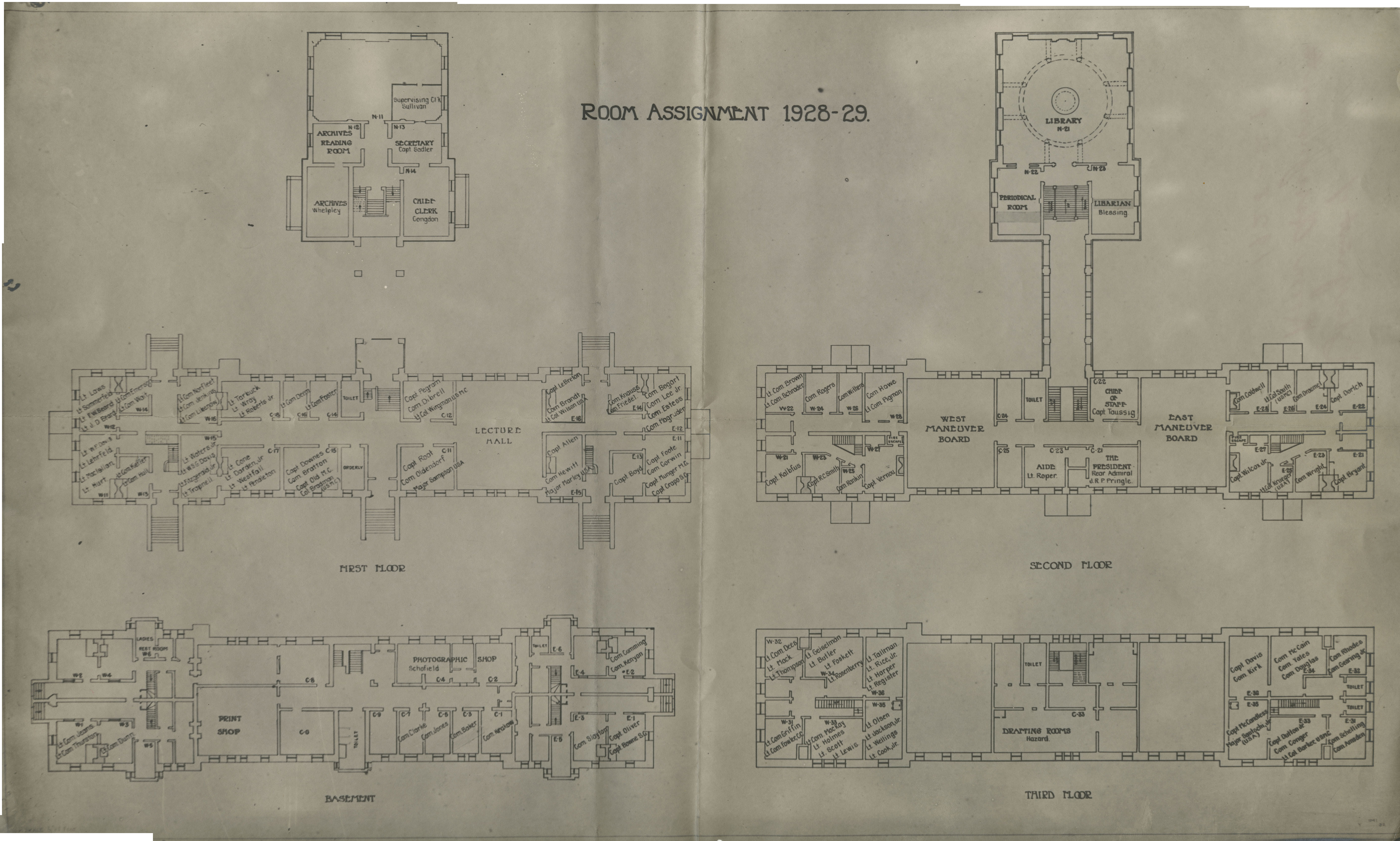 Room Assignments, Naval War College, 1928-1929